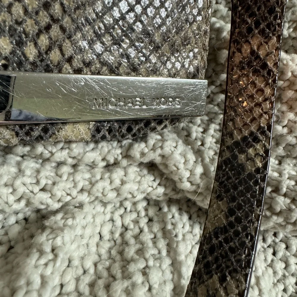 Michael Kors‎ Julian Snake Print Leather Dark Sand Shoulder Flap